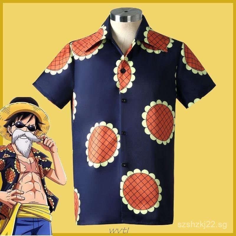อะนิเมะ ONE PIECE MonkeyLuffy คอสเพลย์เครื่องแต่งกายเสื้อดอกทานตะวันพิมพ์สบายๆ Hip Hop การ์ตูนเสื้อผ