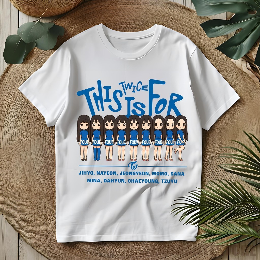 เสื้อยืด Retro Twice Four สั้นสำหรับเสื้อยืด Twice อัลบั้มเต็มชุดที่ 4 เสื้อยืด Twice Ready to Be Wo