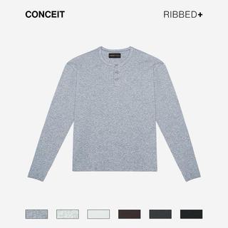 CONCEIT RIBBED+ Slim Fit Cropped Henley Longsleeve Shirt Menswear