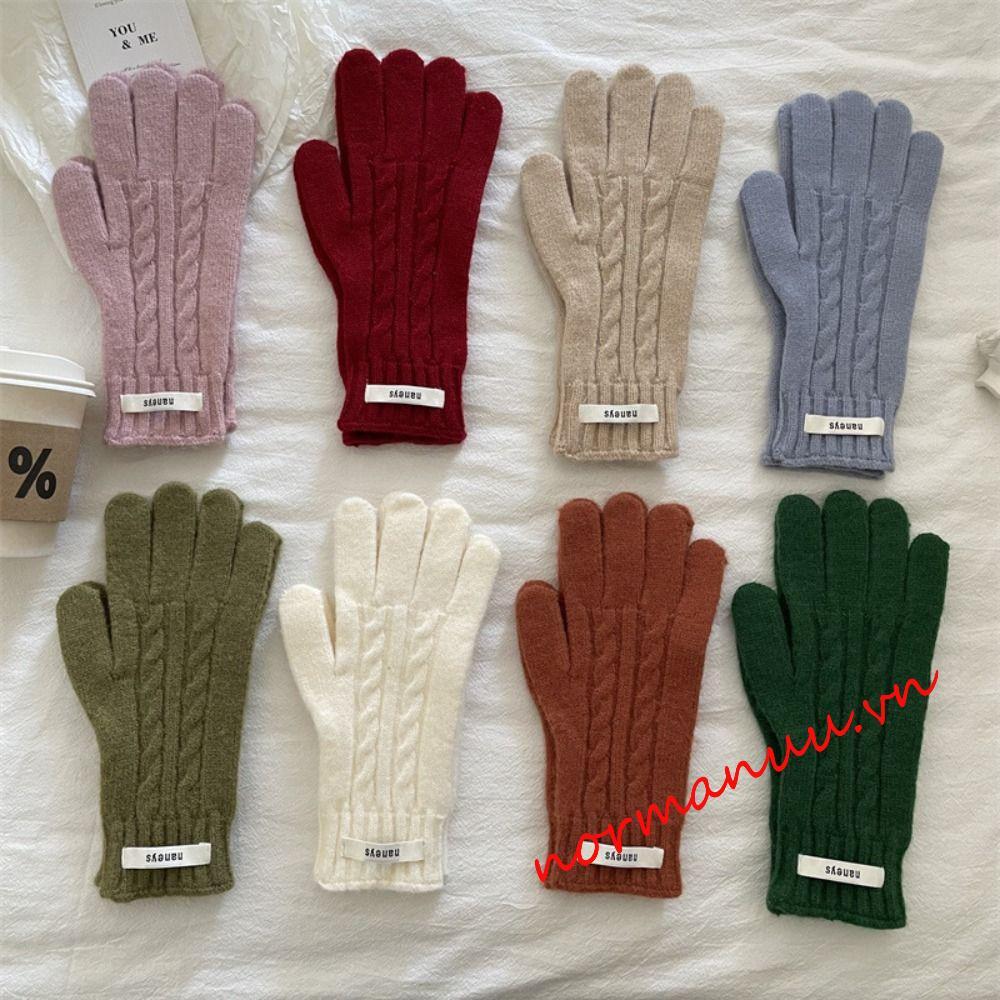 NORMAN6G Lady Finger Gloves,Y2k Windproof เกาหลีถักถุงมือ, Kawaii Warm Touchscreen ถุงมือสีทึบเย็นเด