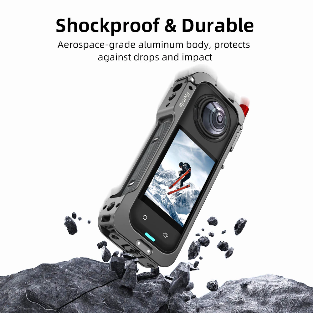 Flymile อลูมิเนียมกล้องสําหรับ Insta360 X5 Quick-Release กรงโลหะกรอบป้องกันแขน 1/4 สกรูรองเท้าเย็นอุปกรณ์เสริมสําหรับเติมแสง Selfie Stick thumbnail 7