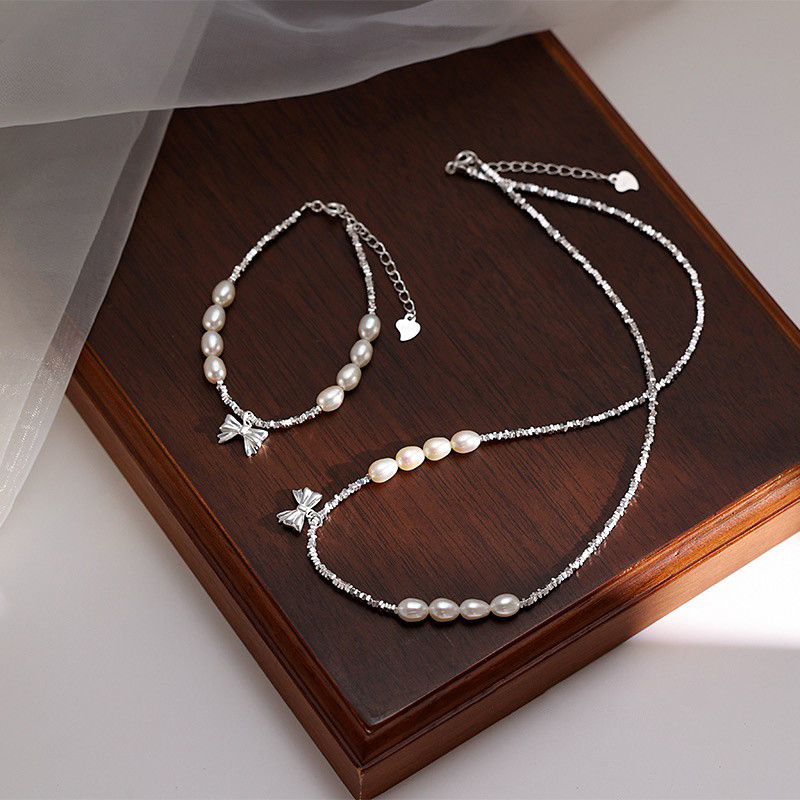 2025 ยอดนิยม S990 เงินบริสุทธิ์หักเงิน Few Taes Runaway เจ้าหญิงโบว์สร้อยคอผู้หญิงหรูหราหักเงิน Pear