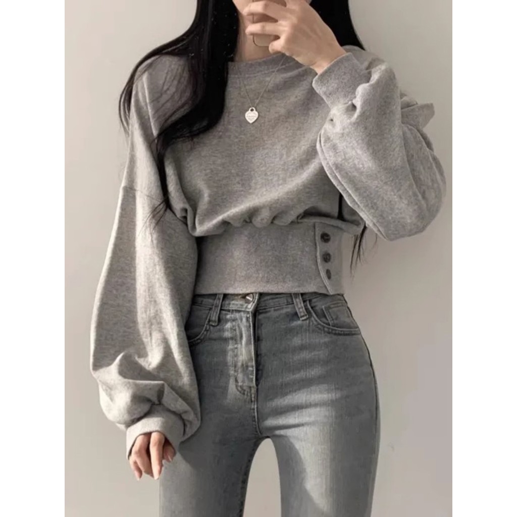 Niche Slim Waist Loose Hoodless Crewneck Sweatmalong168.th20251025060310