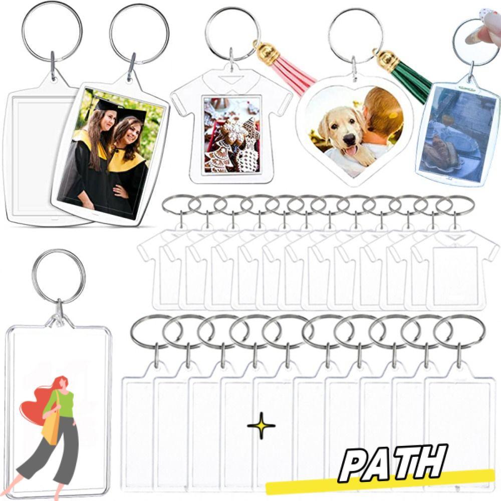 PATH 5 ชิ้นกรอบรูปพวงกุญแจ,อะคริลิค Snap-In Custom ใส่ Photo Blank พวงกุญแจ,โปร่งใสจี้พู่ภาพพวงกุญแจ