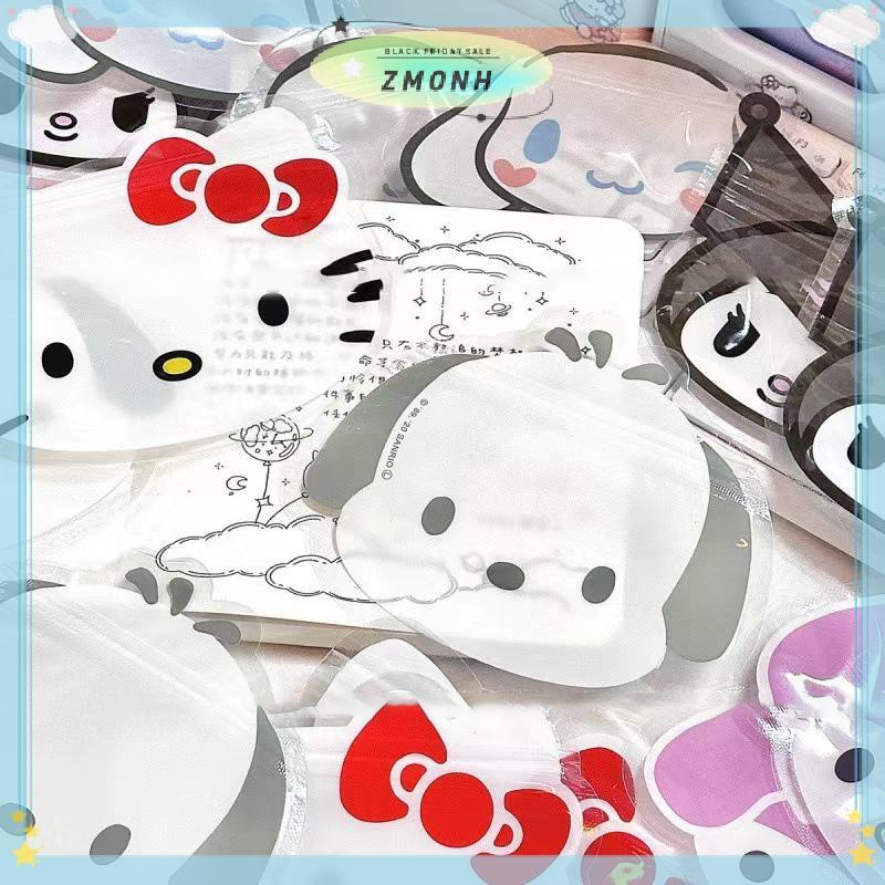 ZMONH 10 ชิ้น Sanrio โปร่งใส Ziplock กระเป๋า Hello Kitty Cinnamoroll Kuromi My Melody สารกันบูดถุงขน