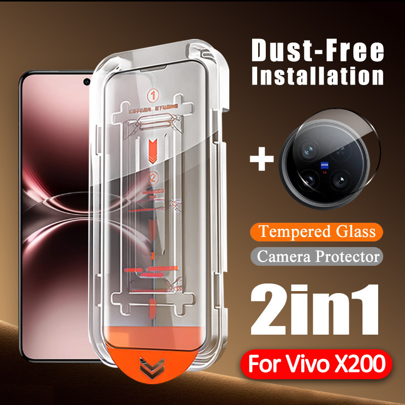 2 in 1 สําหรับ Vivo X200 กระจกนิรภัยเต็มรูปแบบสําหรับ Vivo X200 Pro X100S X100 X90 X90S X80 X70 X60 