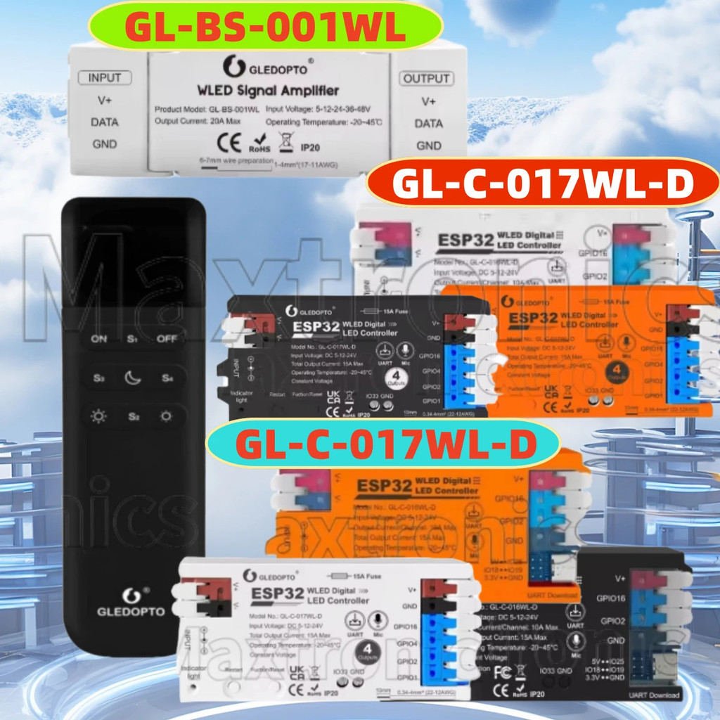 GL-C-017WL/016WL-D WLED เครื่องขยายสัญญาณดิจิตอล Controller GL-BS-001WL 10m licker-Free สําหรับ WS28