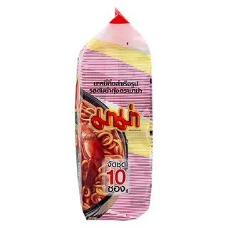 มาม่าบะหมี่กึ่งสำเร็จรูปรสต้มยำกุ้ง 55ก แพค 10 Mama Instant Noodles Shrimp Tom Yum Flavour 55g Pack 10 [8850987101205 ]