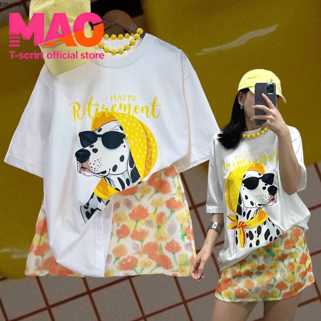 COD✅ (จัดส่งในกรุงเทพฯ) MAO Shop ❗️เสื้อยืดคอกลม แขนสั้น เนื้อผ้าใส่สบาย ทรง เล็กน้อย ปริ้นลายน้องหมาแบบวาด น่ารักมาก
