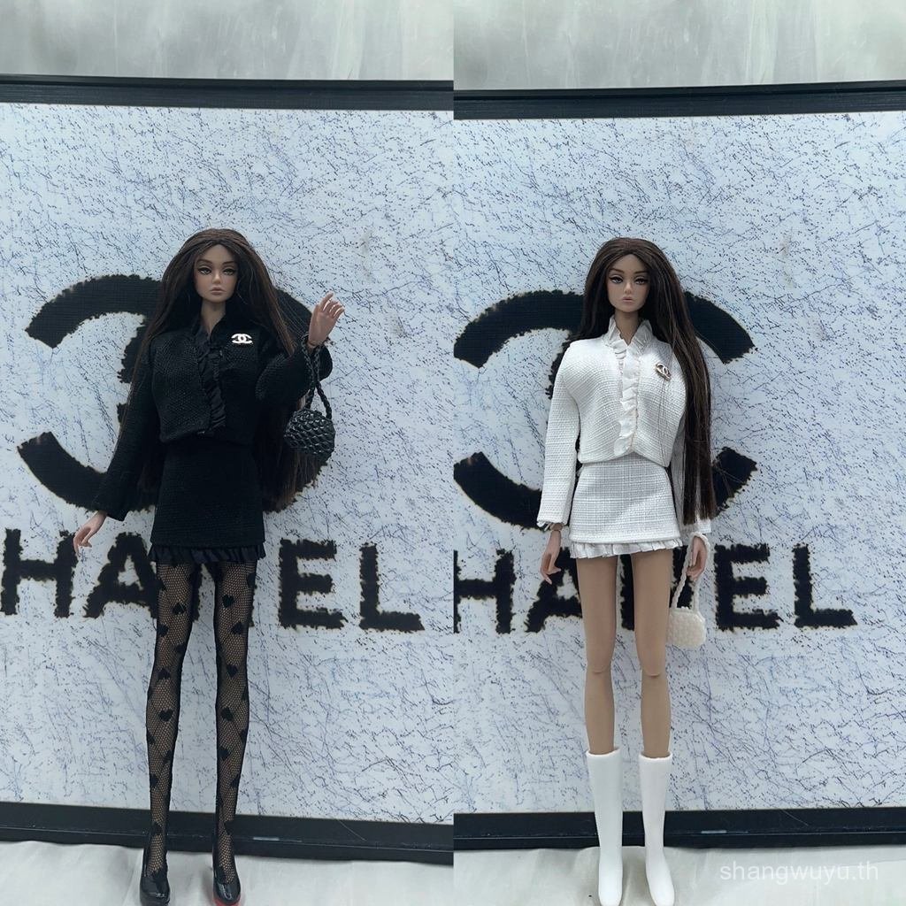 สินค้าใหม่ 30 ซม.Chanel สไตล์คนดัง Kerr Mengfan pp st fr ผ้าขนาดเล็ก 6 จุดตุ๊กตา Play House เสื้อผ้า