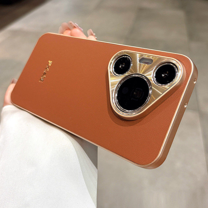 เลนส์โลหะป้องกันเคสโทรศัพท์สําหรับ Huawei pura 90 pro max p80 p70 ultra/pro High-end หนังกันกระแทกกรณี Electroplated กรอบนุ่มฝาครอบป้องกัน