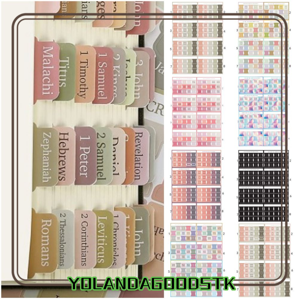 IYOLANDAGOODS1 120PCS Boho Bible Tabs, แท็บพระคัมภีร์ลามิเนตหลายสี, กาวด้วยตนเองที่มีสีสัน Easy Navi