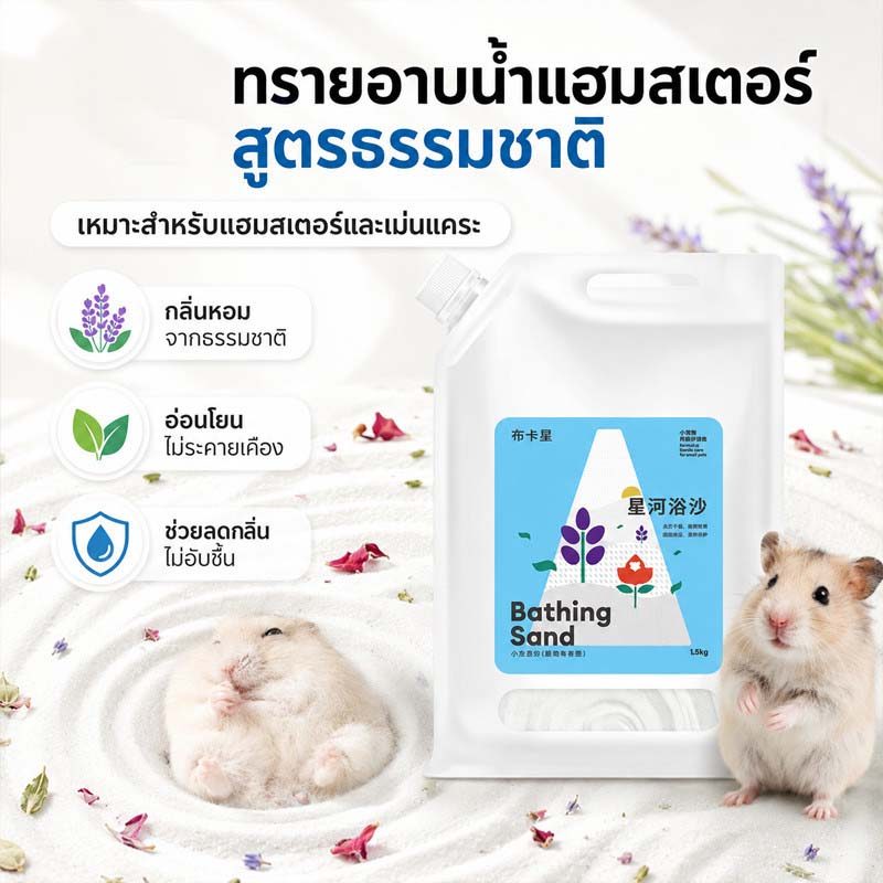 ทรายอาบน้ำดับกลิ่น ทรายอาบน้ําหนูแฮมสเตอร์ ทรายแฮมเตอร์ ทรายปัสสาวะ2 ใน 1 การดูดซึมน้ำอย่างรวดเร็ว