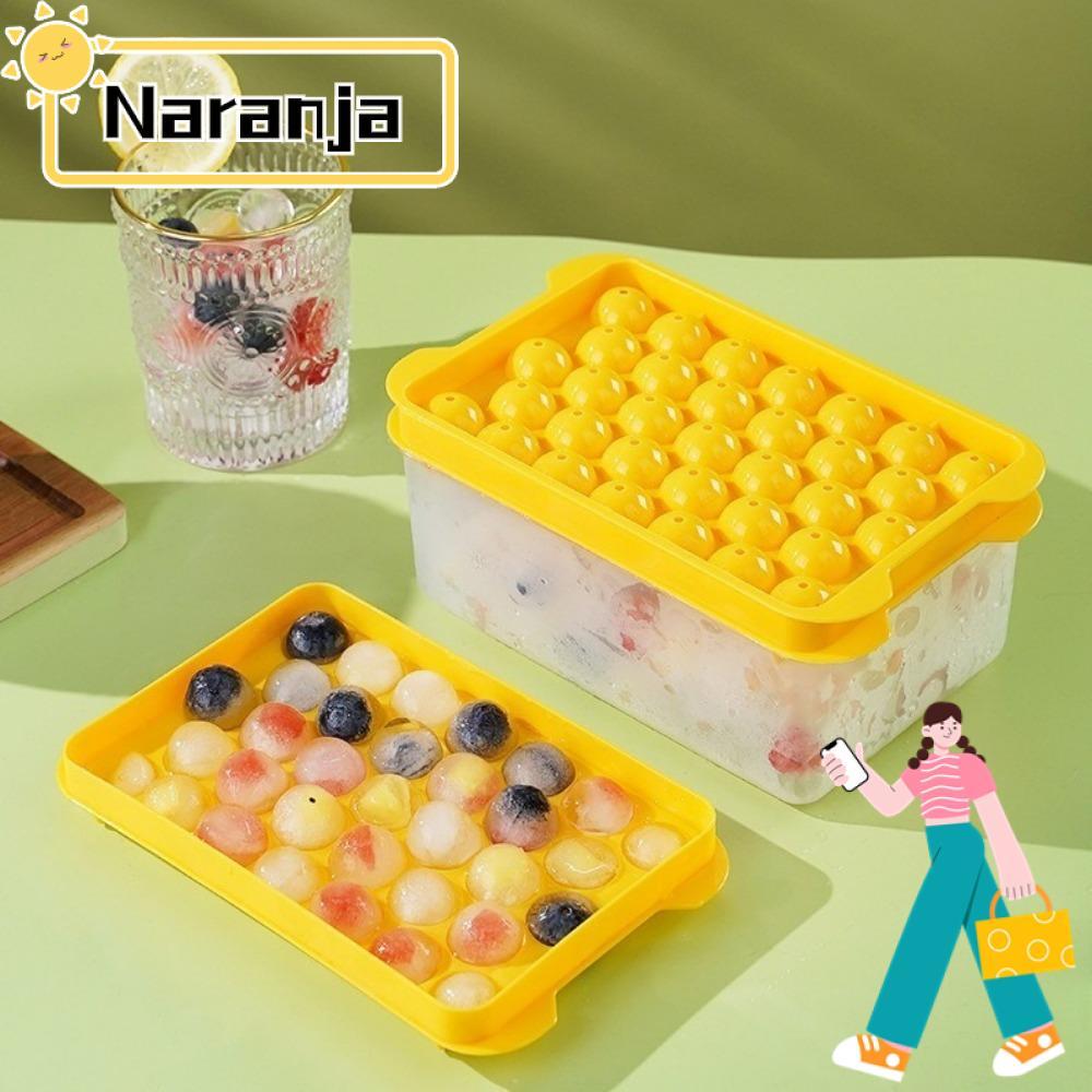 NARANJA Ice Grid Mold, Round with Scoop Ice Cube Tray, Creative Silicone Storage Box drink Sphere Mo