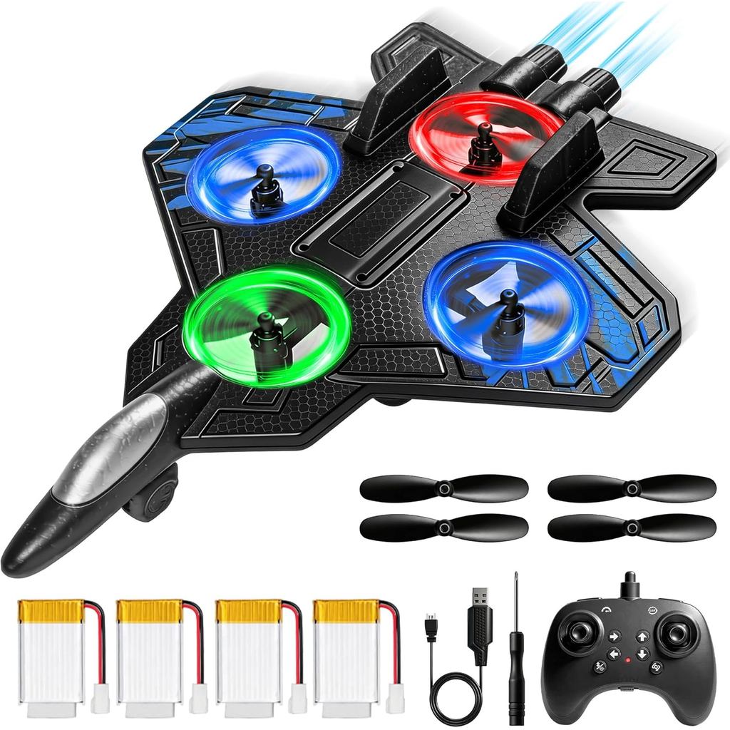 Merimon Foam RC Plane สําหรับเด็กผู้ใหญ่, เครื่องบินควบคุมระยะไกลพร้อมแบตเตอรี่ชาร์จ 4 ก้อน, ไฟ Led 