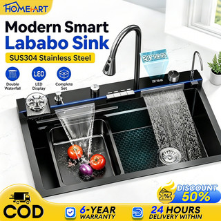 Modern Smart Kitchen Sink Lababo SUS304 Stainless Steel  Waterfall Piano Set Digital Display