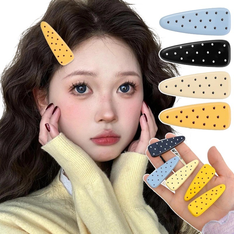 กิ๊บติดผมลายจุด INS - Retro Duckbill Barrettes - กิ๊บติดผมสามเหลี่ยมหวานสําหรับเด็กผู้หญิง