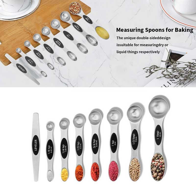 StainlessMagnetic Measuring Spoons SetStackable Tablespoons for BakingFits in Most Kitchen Spice of 