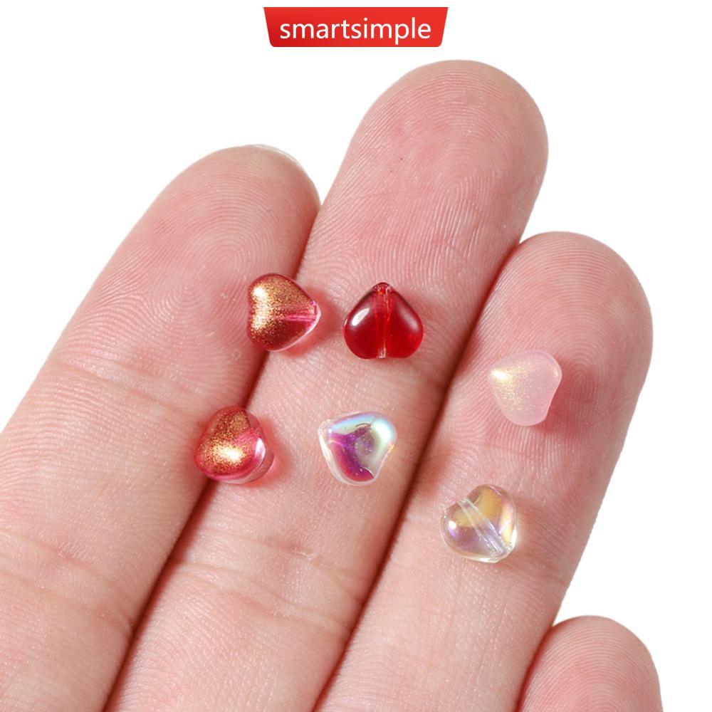 SMARTSIMPLE 20 ชิ้นหัวใจหลวมลูกปัด Aurora หัวใจแก้ว Spacer ลูกปัดสําหรับ DIY Handmade สร้อยคอสร้อยข้