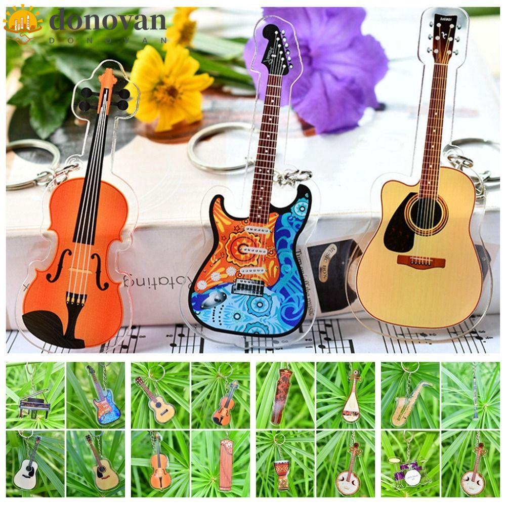 DODONVAN กีตาร์พวงกุญแจอะคริลิค, Ukulele VIOLIN กีตาร์จี้,เบสจี้ Cello Djembe Guqin กีตาร์ไฟฟ้าพวงกุ