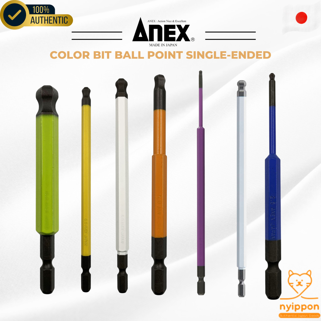 ANEX Color Bit Ball Point Hex Key Set (Various Sizes)