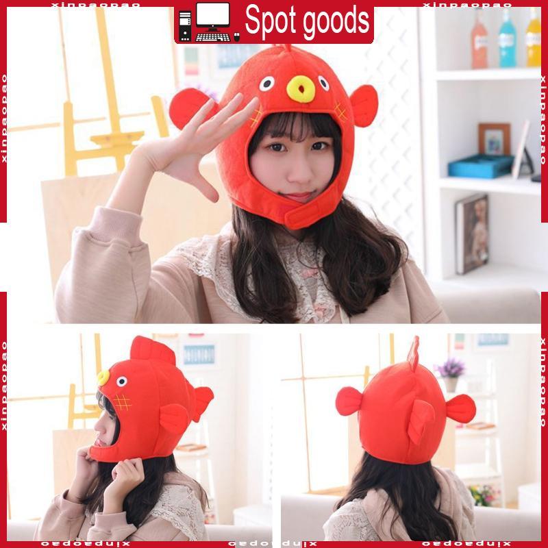 Halloween Funny Cartoon Puffer Fish Plush Hat Stuffed Toy Headgear Cosplay Props