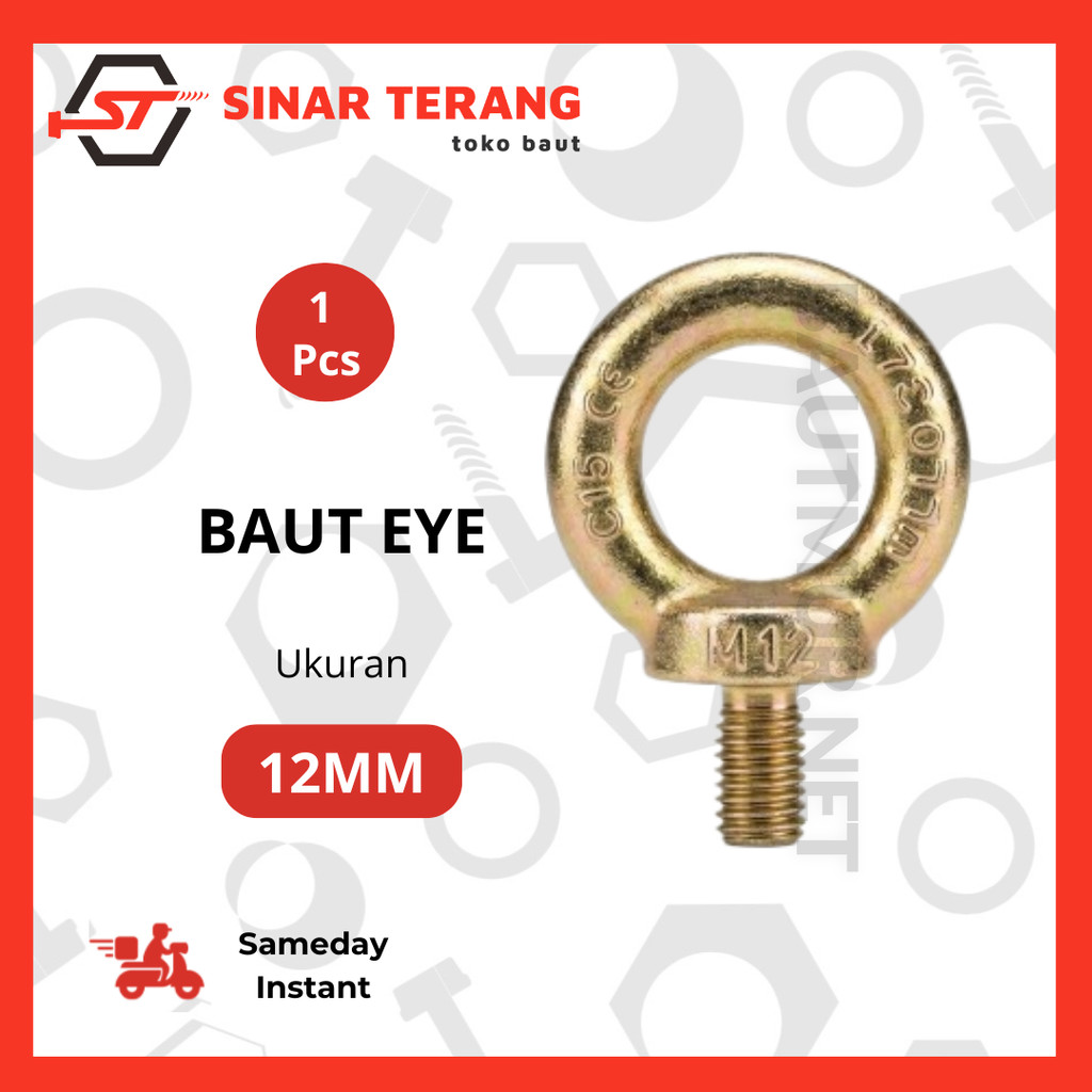MATA Eye Bolt 12 มม.P1.75 Eyebolt แหวน สีเหลืองเหล็กชุบ Eye Bolt