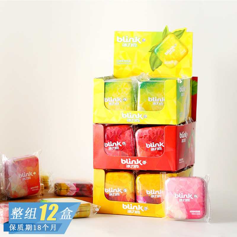 Blink Blink Lemon Passion Fruit Mango Peach Flavour Fruit Powder Mint Candy หมากฝรั่งของว่างสบายๆ