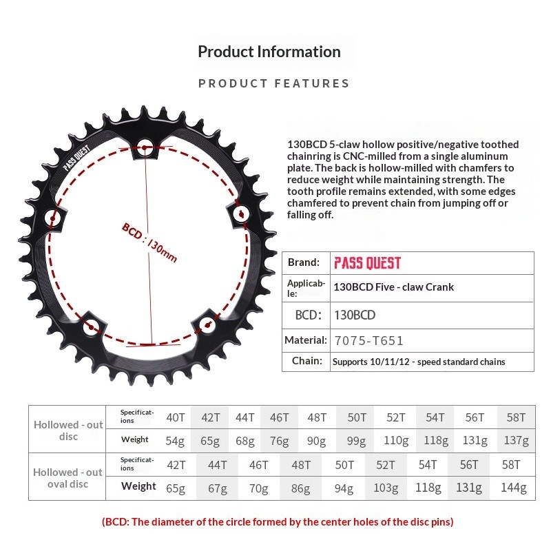 130bcd สําหรับ Brompton Five-Claw Road รถพับ Positive Negative Chainring รอบรูปไข่ Single-Claw Chain