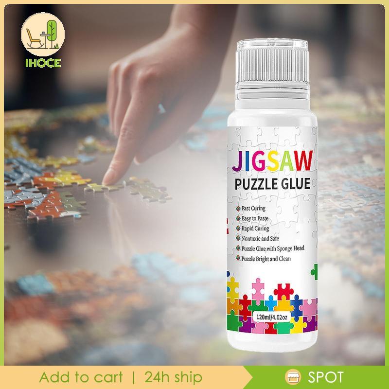 [Ihoce] กาวปริศนา 120 มล. กาวประหยัดปริศนาแห้งเร็วพร้อมหัวฟองน้ํา Applicator จิ๊กซอว์กาวสําหรับปริศนา 1000/1500/2000 ชิ้น