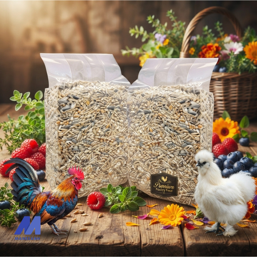 อาหารไก่ ซิลกี้ Silkie อาหารไก่แจ้/ไก่ป่าสวยงาม/ ไก่ฟ้า / ไก่ต๊อก เกรดพรีเมียม 1 Kg.