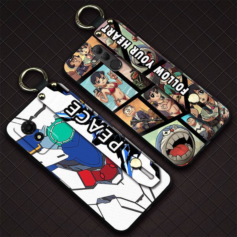 สายรัดข้อมือ Graffiti เคสโทรศัพท์สําหรับ TCL 501/T433D ซิลิโคน Kickstand ทนทานการ์ตูนแฟชั่นออกแบบกัน