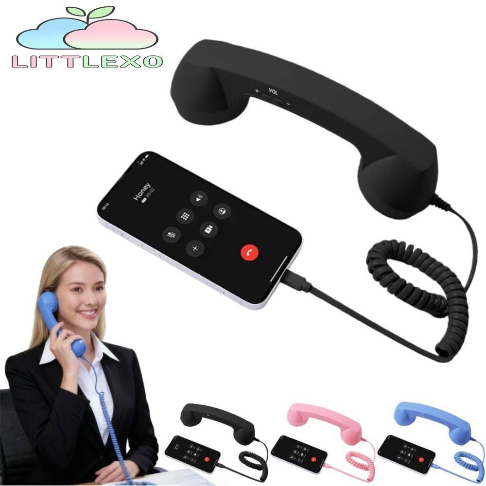 แฮนเซ็ตโทรศัพท์ LITTLEX ฟรีสาย Type-C เครื่องรับสัญญาณมือจับโทรศัพท์พื้นฐานสไตล์โทรศัพท์พร้อมไมโครโฟน Handset