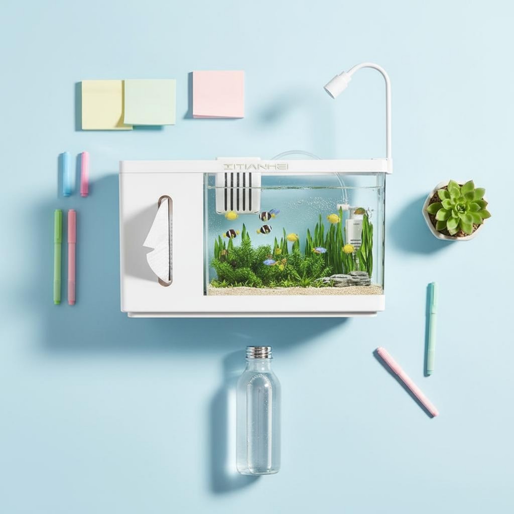 ทําความสะอาดง่าย Aquatic Aquarium Desk Organizer รวม Light Desk Organizer Aquatic Aquarium ทํางานที่