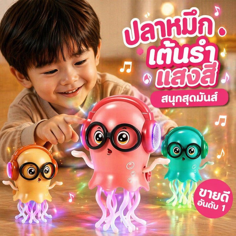 ของเล่นปลาหมึกเต้นรำ มีเสียงเพลง ไฟสีสัน ของเล่นเสริมพัฒนาการ เด็กเล็ก ฝึกคลาน