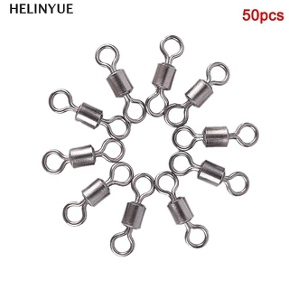 HELINYUE 50 ชิ้นตกปลาแบริ่ง Rolling Swivel Solid Ring Connector 11 ขนาด