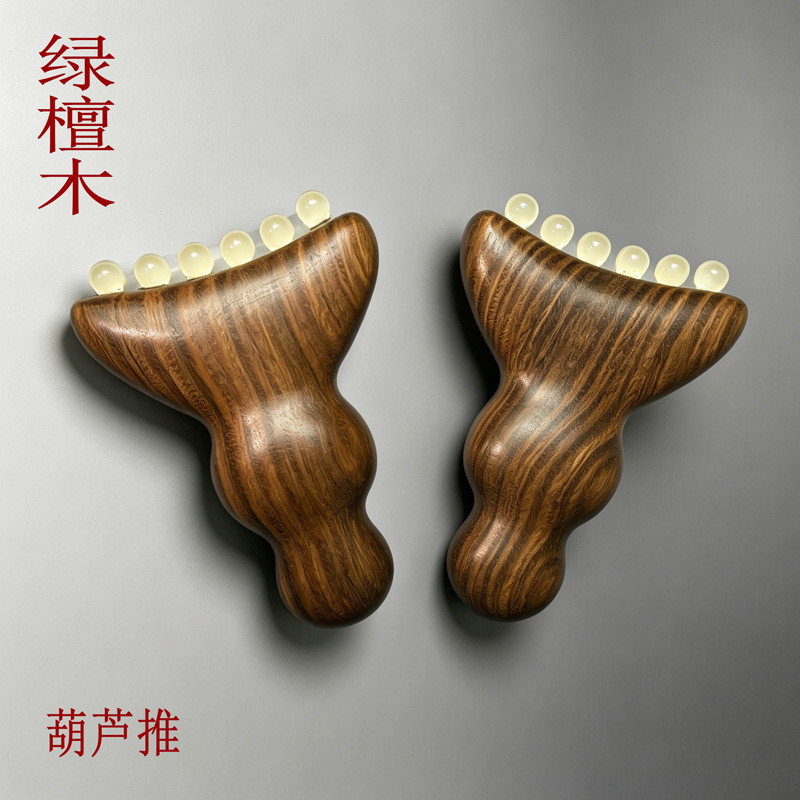 Claw Clipper ขนาดเล็กไม้จันทน์สีเขียว Gourd Push Facial Beauty Skin Care Tendon Stick คอ Scraper นวด