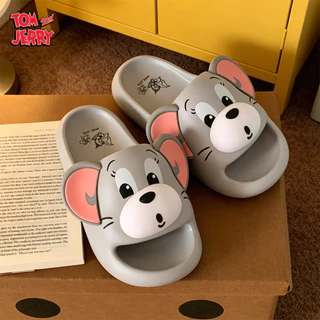 XIXITIAO รองเท้าแตะ สำหรับผู้ชายและผู้หญิง ตอนฤดูร้อน ลายการ์ตูน Tom & Jerry รองรับโค้งเท้า