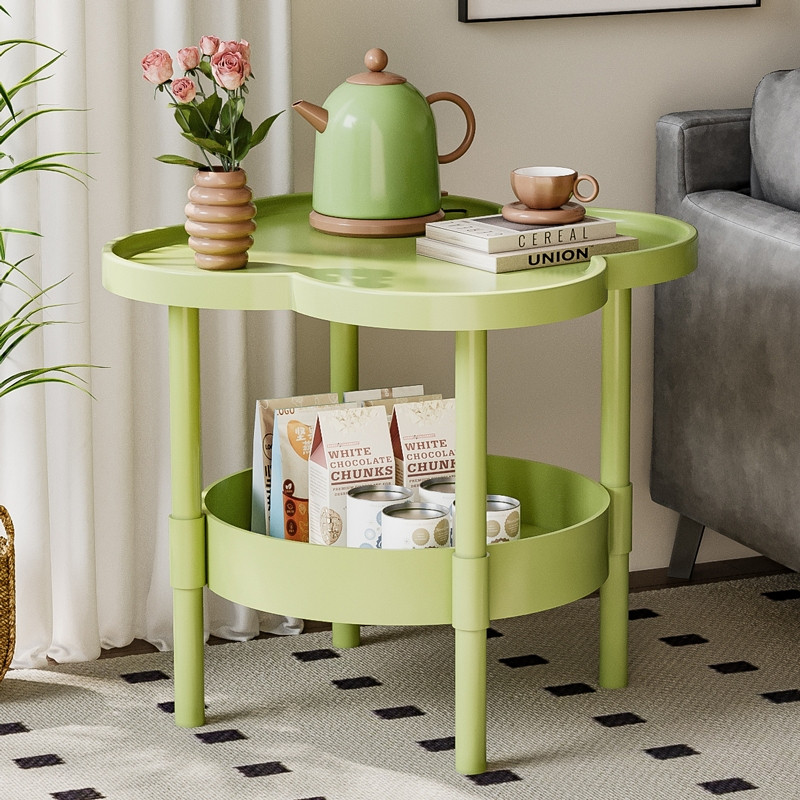 เฟอร์นิเจอร์ตกแต่งคอนโดราคาประหยัด โต๊ะกลมพลาสติก 2 ชั้น ปรับเปลี่ยนบรรยากาศห้องเช่าได้ดี ไม่ต้องเจาะผนังติดตั้งยุ่งยาก