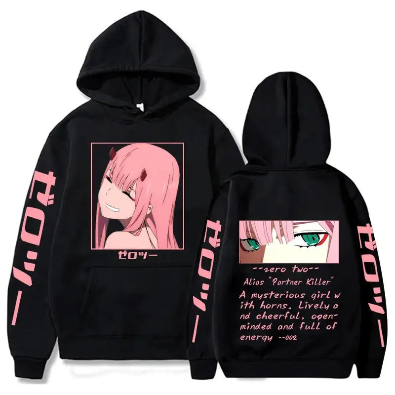 ฮู้ดแขนยาวธีม Manga มังงะ Darling in the Franxx ลายตัวละคร Zero Two ซีโร่ทู เหมาะแฟนอนิเมะ ขนาดM-3XL