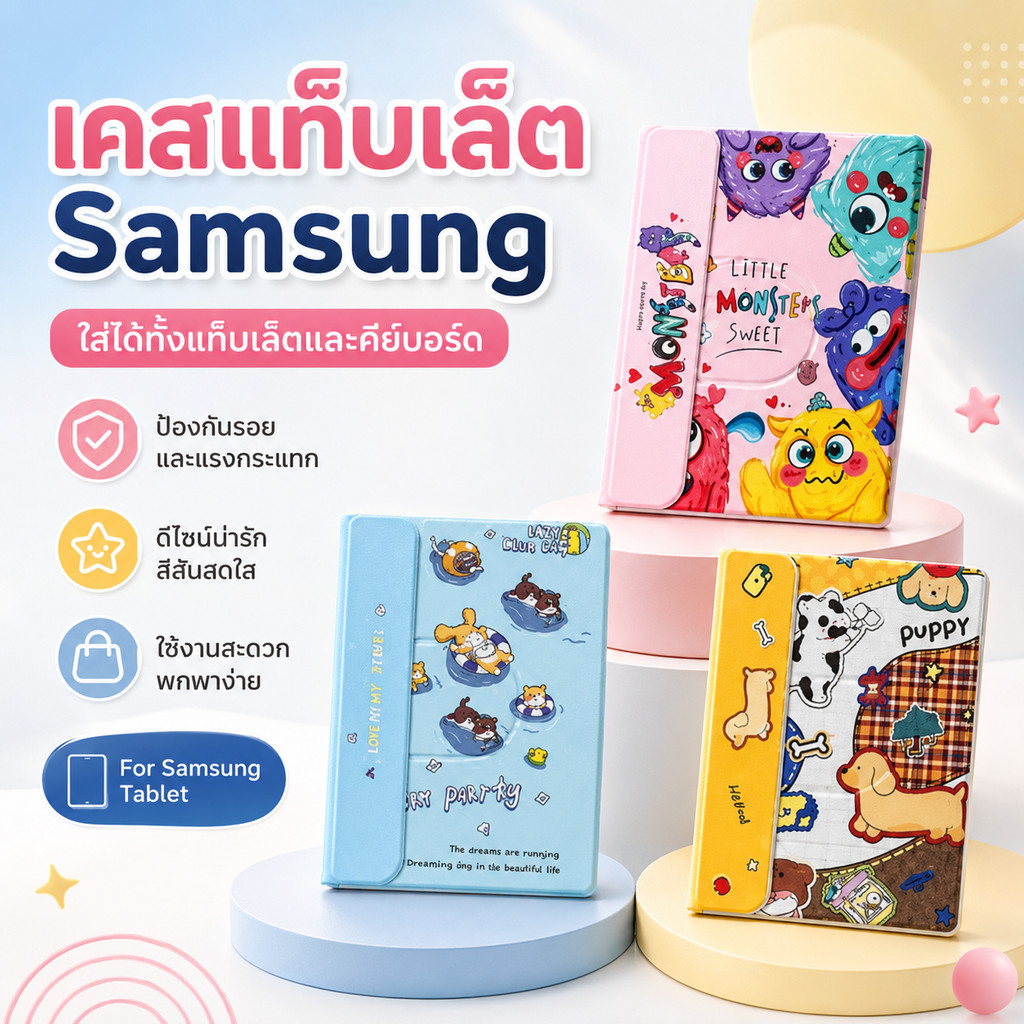 เคส Samsung Galaxy Tab พร้อมคีย์บอร์ด หมุนได้360° รองรับ S9 FE S10 FE S6 Lite A9 A11 ป้องกันรอยและกันกระแทก