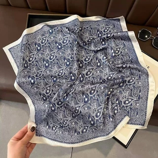 Simple Blue Square Scarf 2026 New Style Ladies All-Match Square Scarf