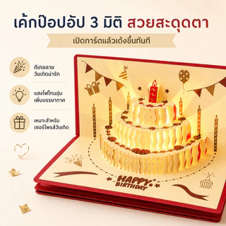 LumaLiving กล่องของขวัญวันเกิด แบบดึงเงินสด DIY ดึงเงินสดได้ พร้อมเสียงเพลงและไฟวอร์ม ดีไซน์ชมพูทอง เปิดกล่องแล้วกางเป็นเค้กป๊อปอัพสามมิติ เพิ่มความเซอร์ไพรส์