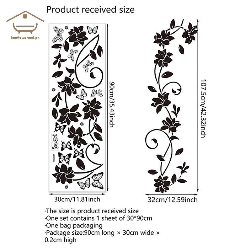 Sun Floral Iris Vine Mirror Glass Stier ตกแต่งบ้านห้องน้ํา Self-กาว Wall Stier N