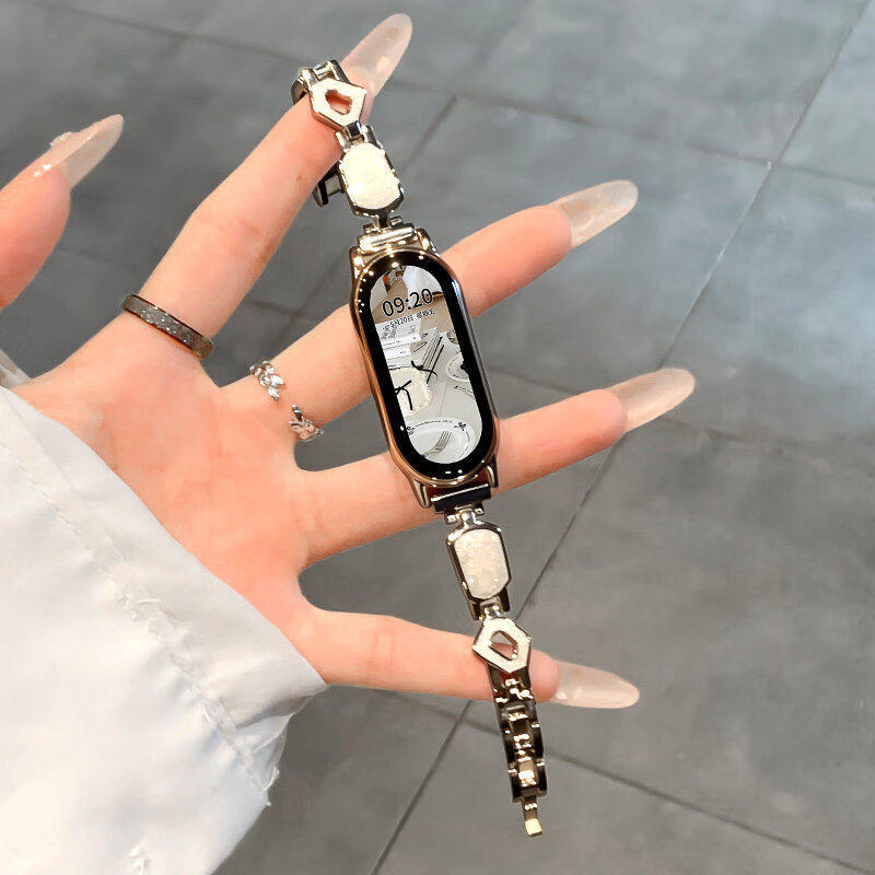 Jun Tu เหมาะสําหรับสร้อยข้อมือ Xiaomi 10/9/NFC สาย Gilt Fine แฟลชสายรัดข้อมือโลหะสร้อย Xiaomi 10 รุ่