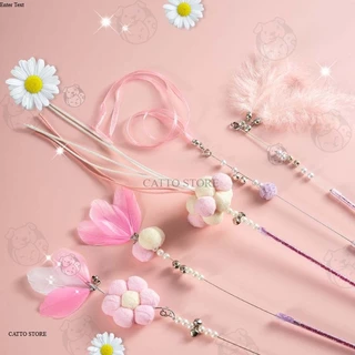 ของเล่นแมว ไม้ตกแมว มีขนนก สนุก ราคาถูก มีกระดิ่ง ไม้ล่อแมว L