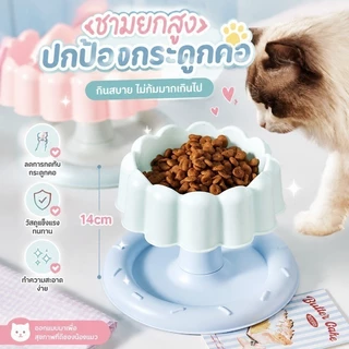 ชามอาหารแมว ชามอาหารแมวยกสูงกันมด จานให้อาหาร 2ชั้น เพิ่มความสูง รูปร่างเค้ก ทําความสะอาดง่าย