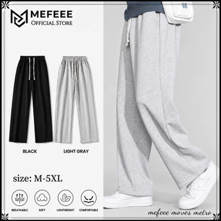 MEFEEE กางเกงวอร์มขากว้างทรงหลวม Unisex กางเกงกีฬาอเนกประสงค์สีดําสีเทา