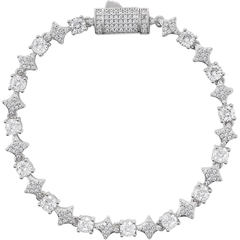 LuxeFlexStarBraceletforMen&Women–6mm14KGold/GoldPlated,5ACubicZirconiaIcedOutelestialJewelry,Elegant