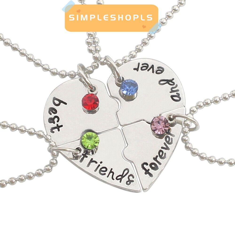 SIMPLESHOPLS 4 Bff สร้อยคอแฟชั่น Love สร้อยคอเพื่อนที่ดีที่สุด